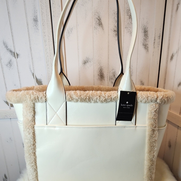 🎀 PRICE DROP! Kate Spade Jett Faux Shearling Tote- Merinque KE517. - Picture 10 of 11